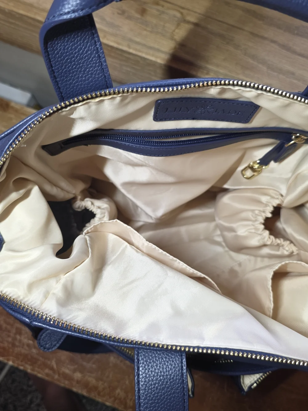 Lily Jade Caroline Navy Blue Pebbled Vegan Leather Convertible Diaper Bag/Tote👜 - Picture 5 of 16